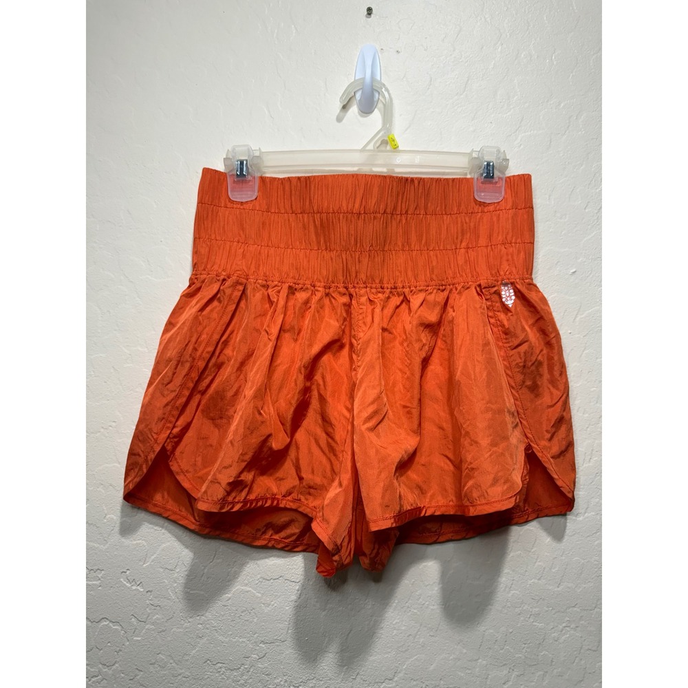 Free People FP Movement The Way Home Shorts Orange High Waist Smocked Large